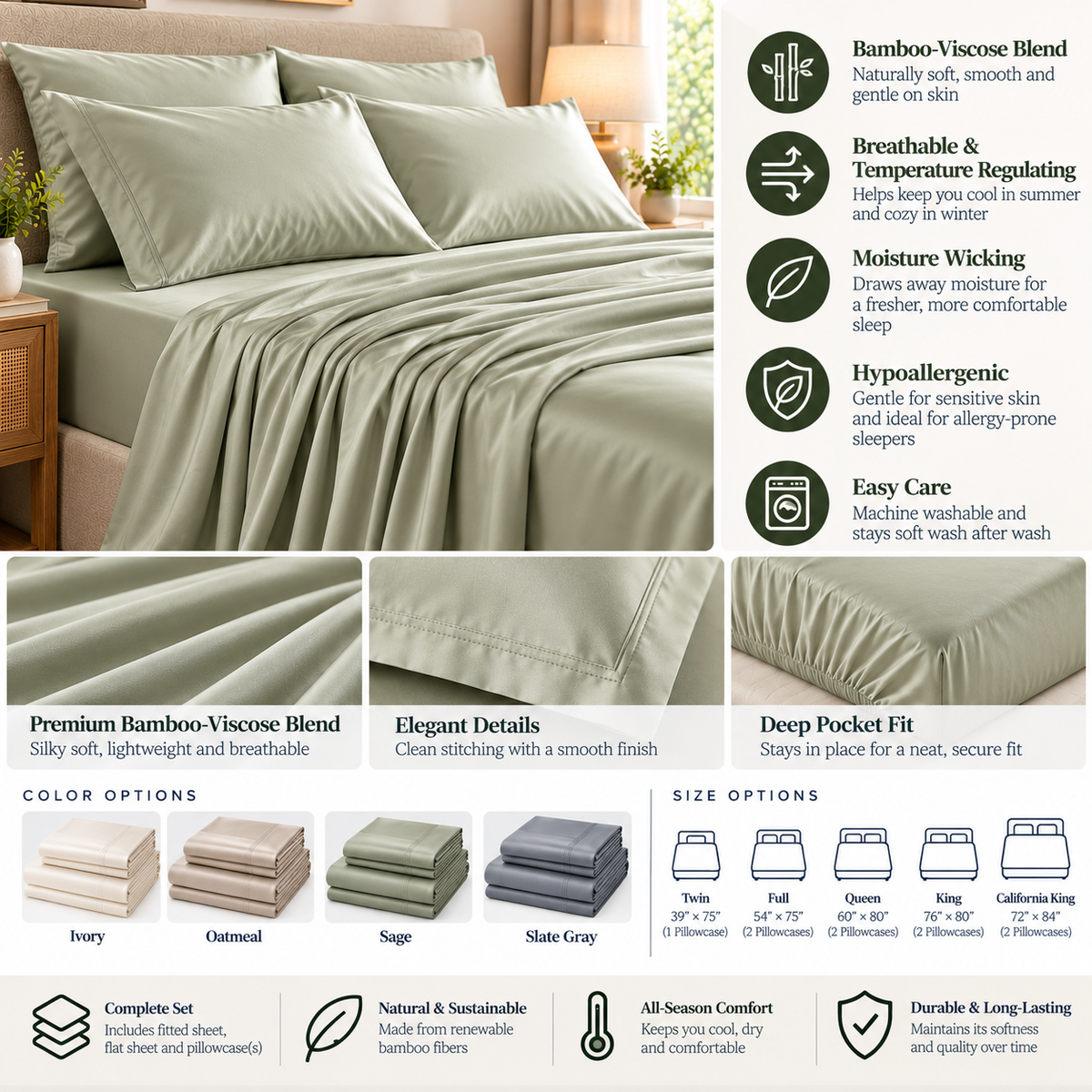 Bamboo-Viscose Blend Sheet Set