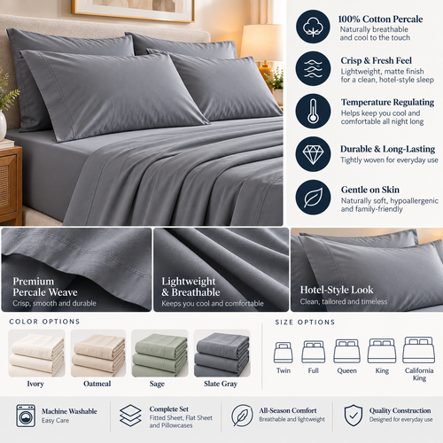 Classic Cotton Percale Sheet Set
