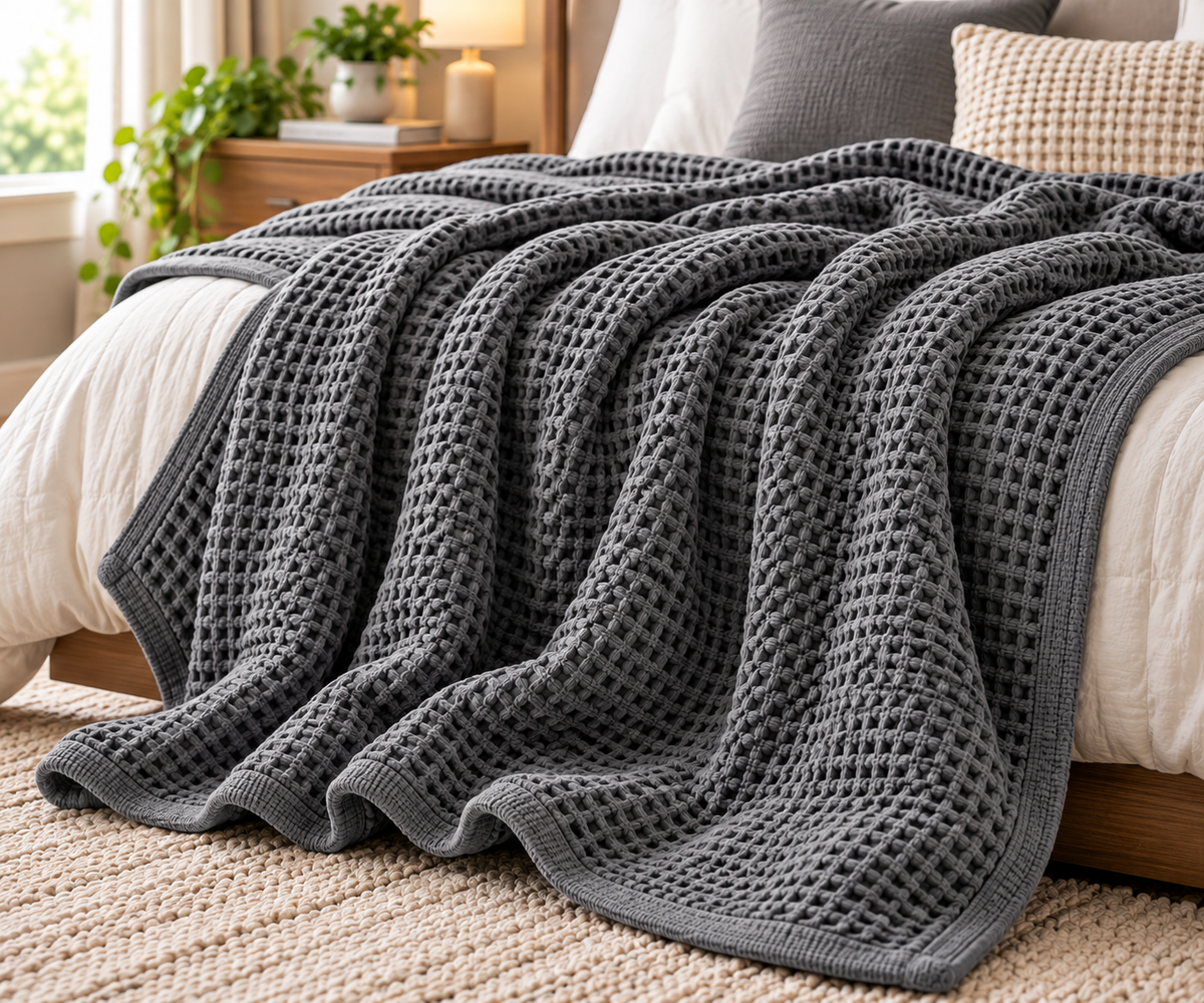 Waffle Knit Cotton Blanket