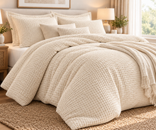 Textured Waffle Duvet Cover Set