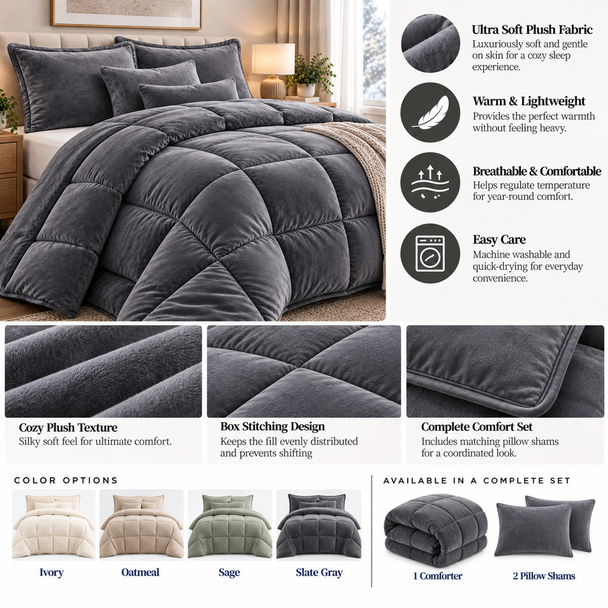 CozyTouch Plush Comforter Set