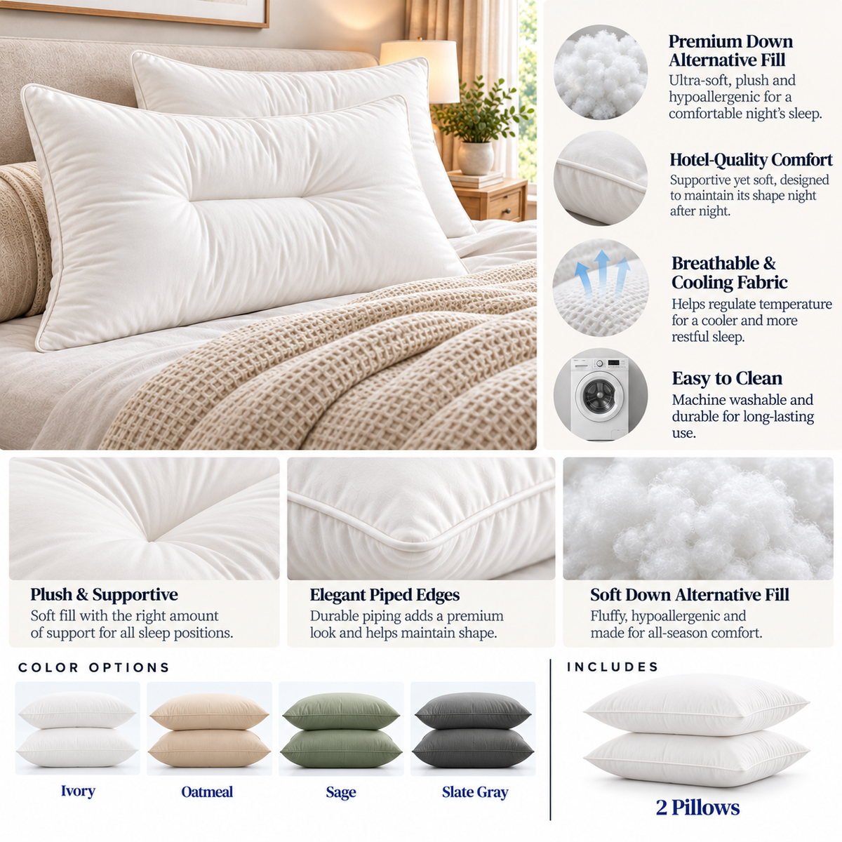 CloudRest Down Alternative Pillow 2-Pack