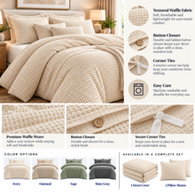 Textured Waffle Duvet Cover Set